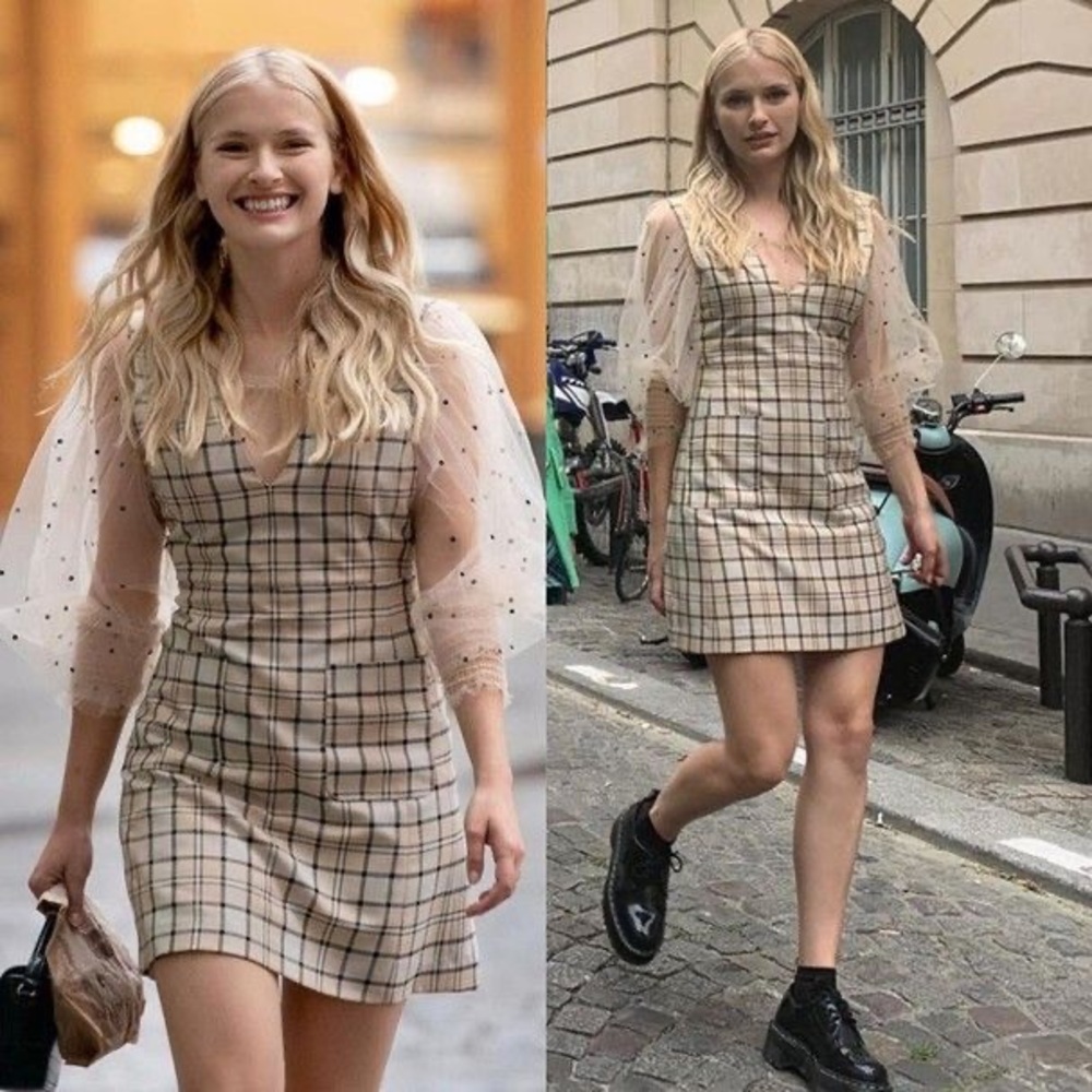 Emily in Paris See by Chloe Checked Shift Dress